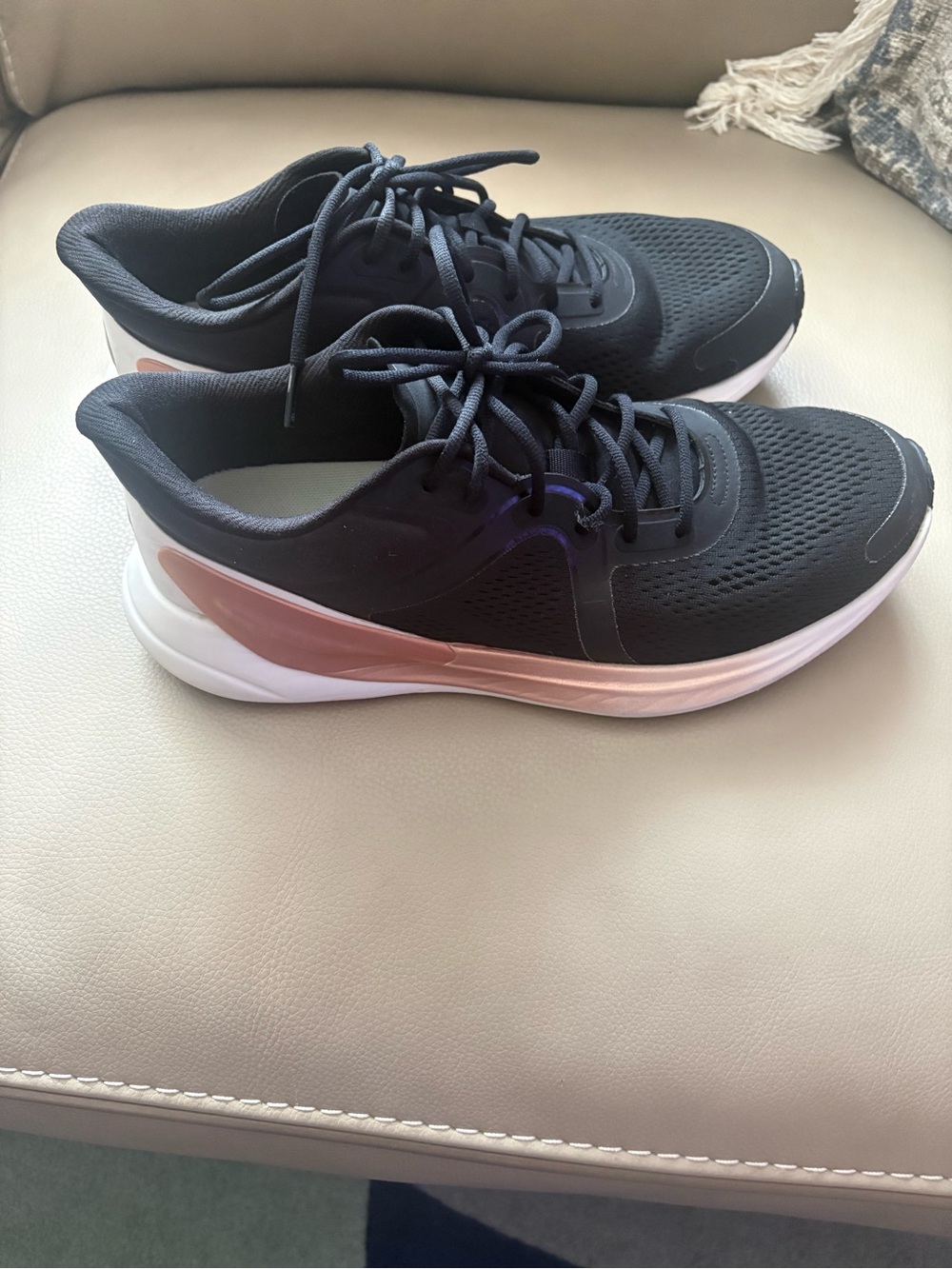 lululemon athletica Black Running Sneakers with Rose Accent